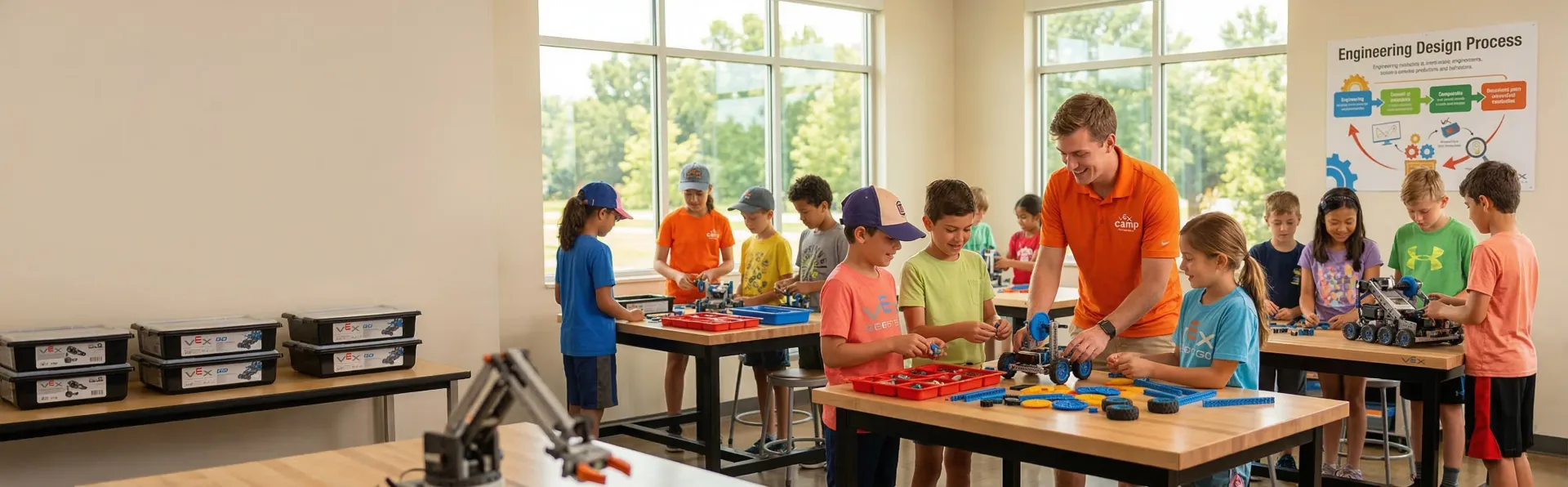 Summer camps - students building robots